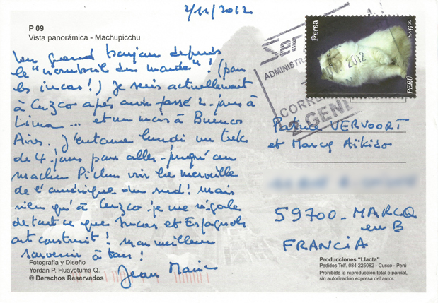 Carte postale de Jean-Marie Duprez (verso)