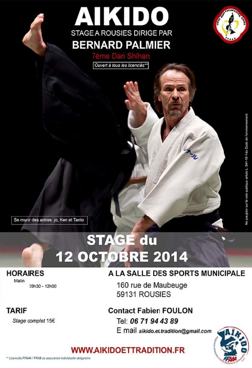 Stage de Bernard Palmier 7e Dan Shihan à Rousies le 12 octobre