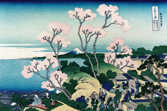 Estampe aux fleurs d'Hokusai