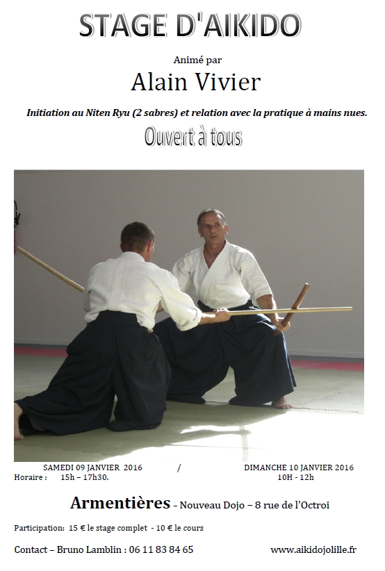 Stage Niten-Ryu (deux sabres) Alain Vivier 9 et 10 janvier 2016
