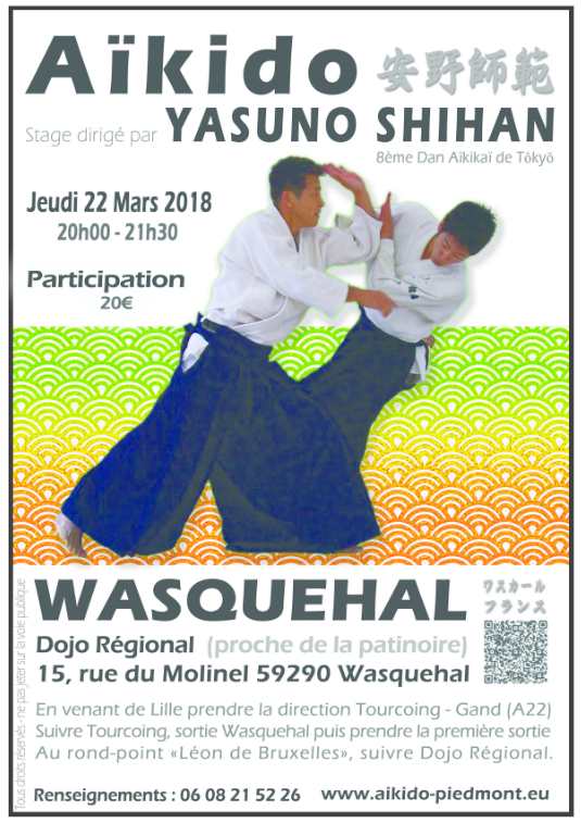 Stage international Yasuno Sensei à Wasquehal 22 mars 2018