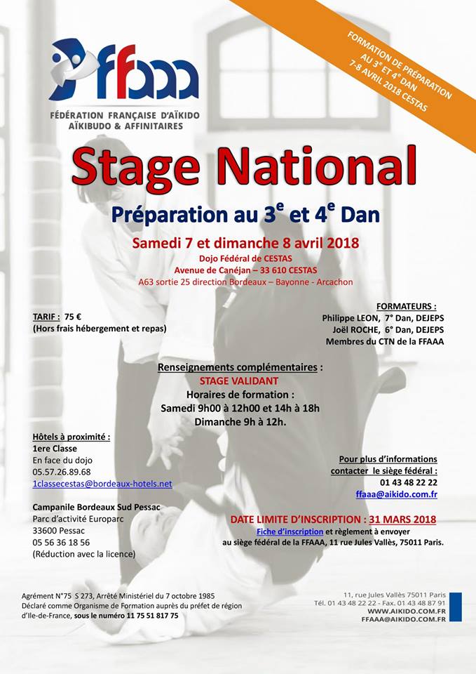 stage de préparation 3e et 4e Dan organisé par la FFAAA